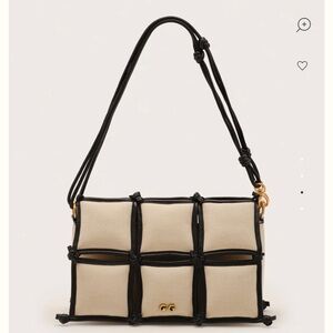 cult gaia Beige and Black Knotted Grid Crossbody! New release!